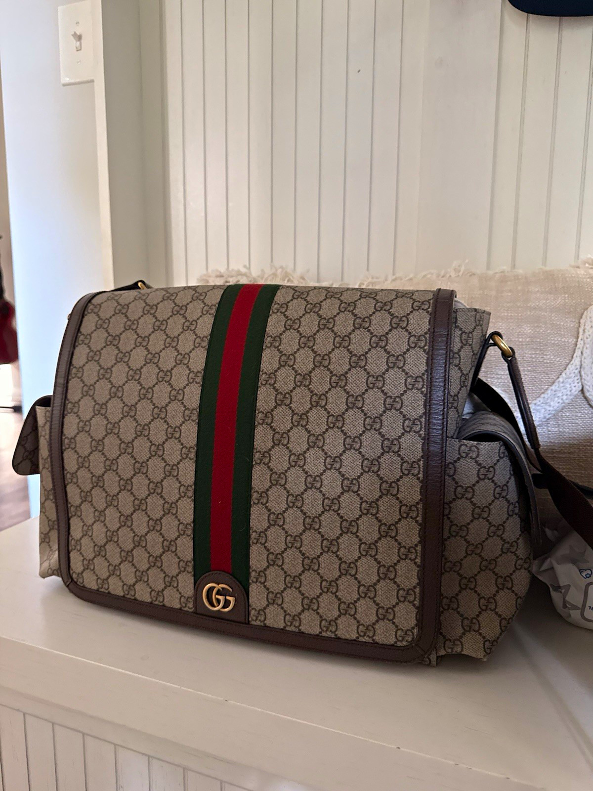 Authentic Gucci Diaper Bag Brown Canvas 2025 Model
