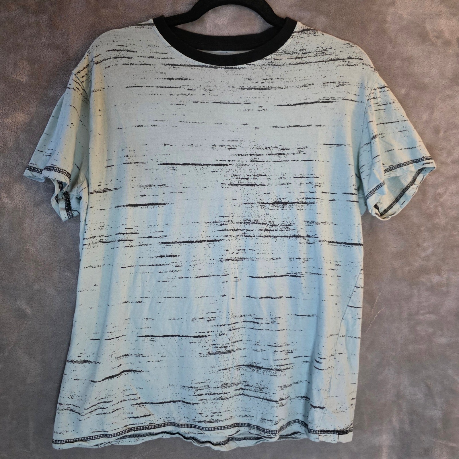 Modern Culture Mens Medium T-Shirt Mint Green Black Streak Print Cotton Tee