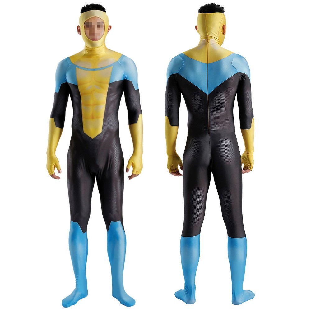 Invincible Cos Jumpsuit Superhero Cosplay Bodysuit Costume Adult Kids Halloween