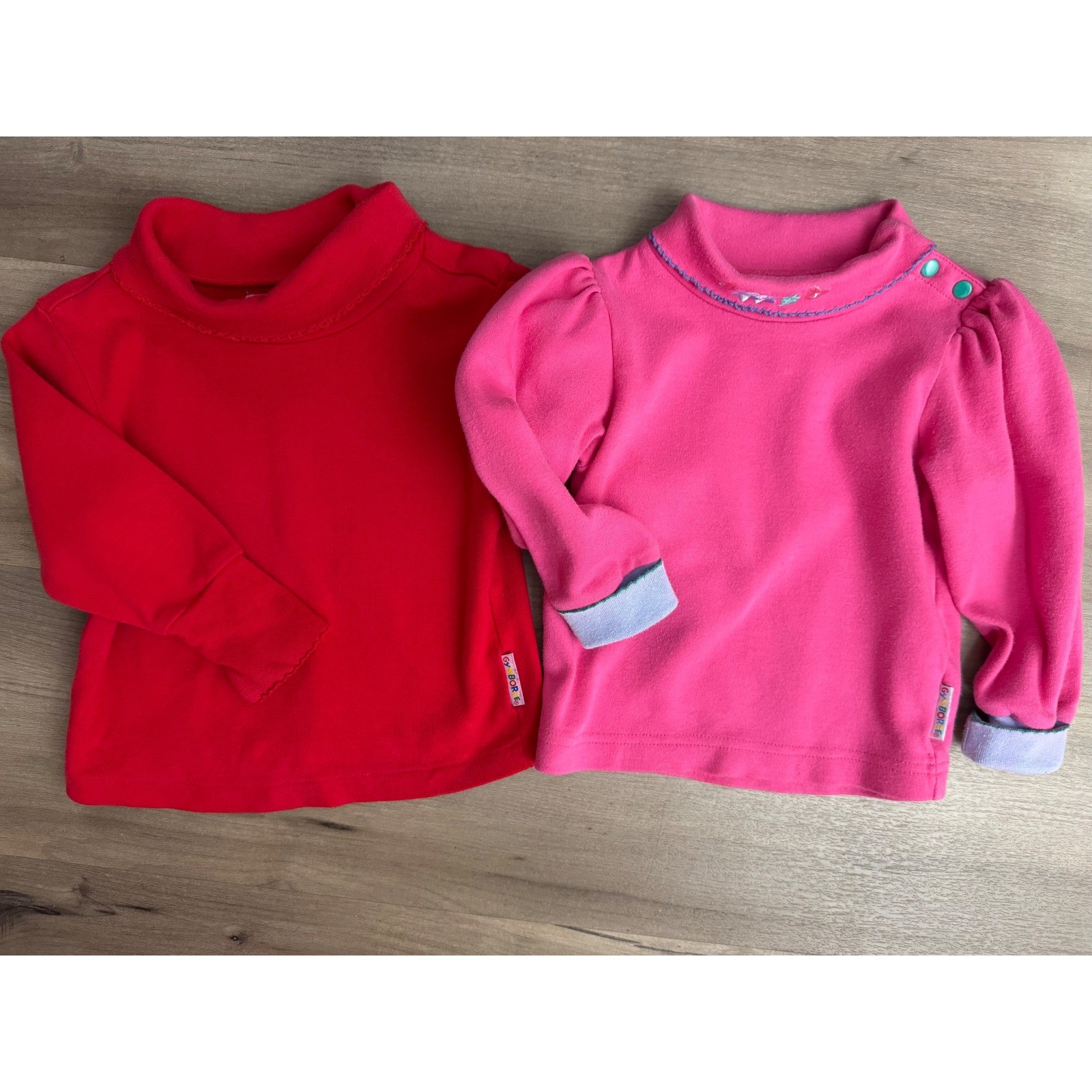 Vintage Gymboree Rainbow Tag Long Sleeve Tops Lot of 2 Pink Red XS 9-18 Months