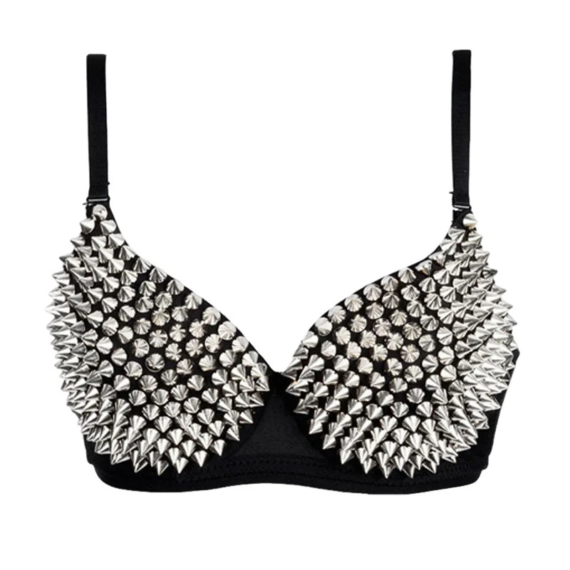 Sexy Women\'s Fashion Sequined Rhinestone Cover Silver Plunge Wire Free Lingerie