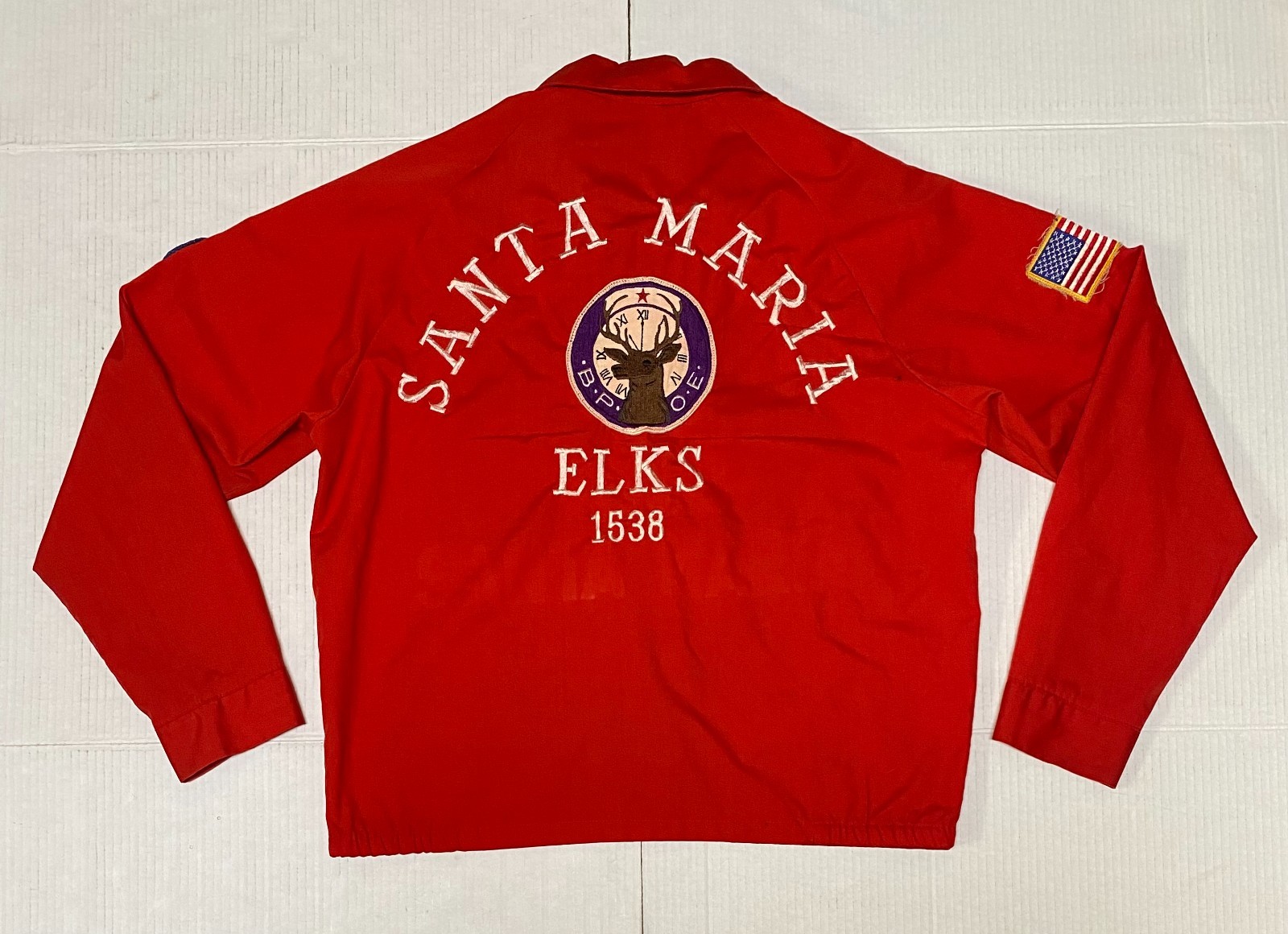 Vintage Santa Maria Elks 1538 Embroidered & Patches Worn Jacket 70\'s 80\'s M 109B
