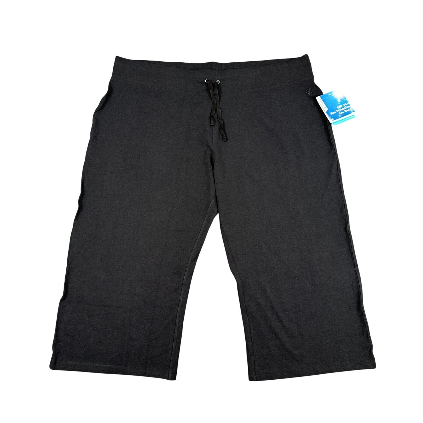 NWT Coolibar Beach Capris Womens Black UPF 50+ Wide Leg Relaxed UV Protection 2X