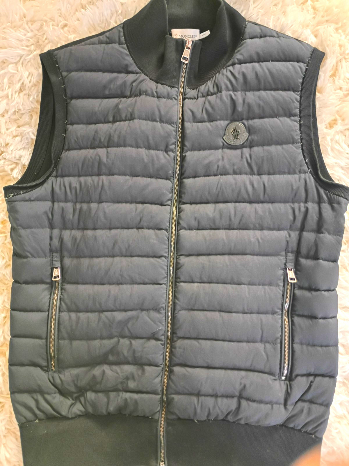 Rare Moncler Quilted Down Vest Maglia Tricot Gilet Black Mens L