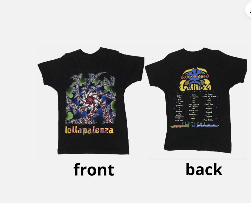 1993 2 sides Vintage Lollapalooza Festival Shirt Black