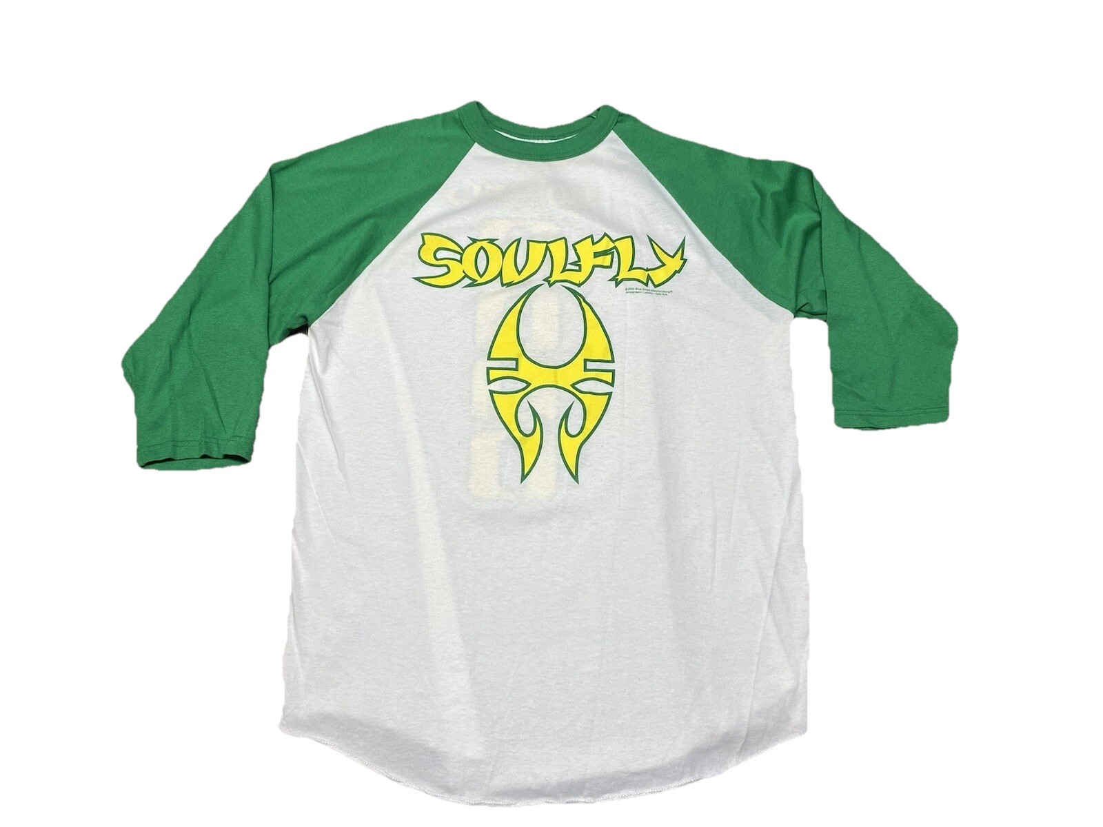 Vintage 2000 Soulfly Band T-Shirt Blue Grape USA Double Sided XL Raglan Rare EUC