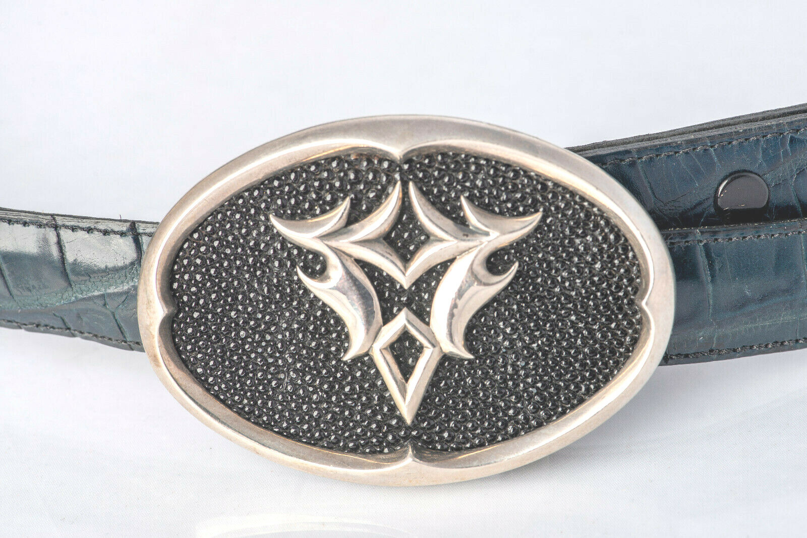 Stephen Webster Sterling Silver (Stamped 925) Belt Buckle & Alligator Belt