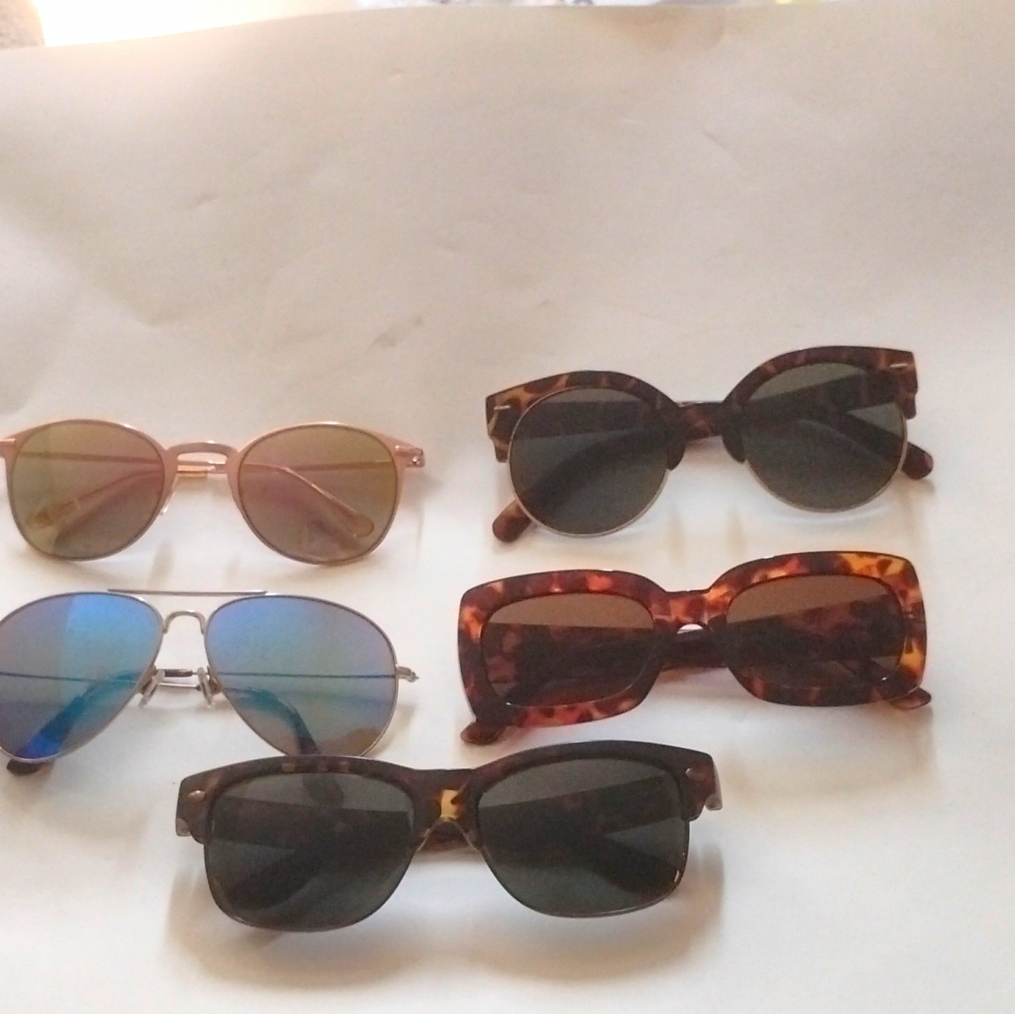 Men\'s Lot of 4 Aviator Sunglasses Tortoiseshell, Metal/Plastic, Mirrored