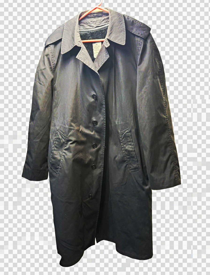 Vintage 1984 US Military All Weather Trench Coat Black 40R Centre Mfg With Liner