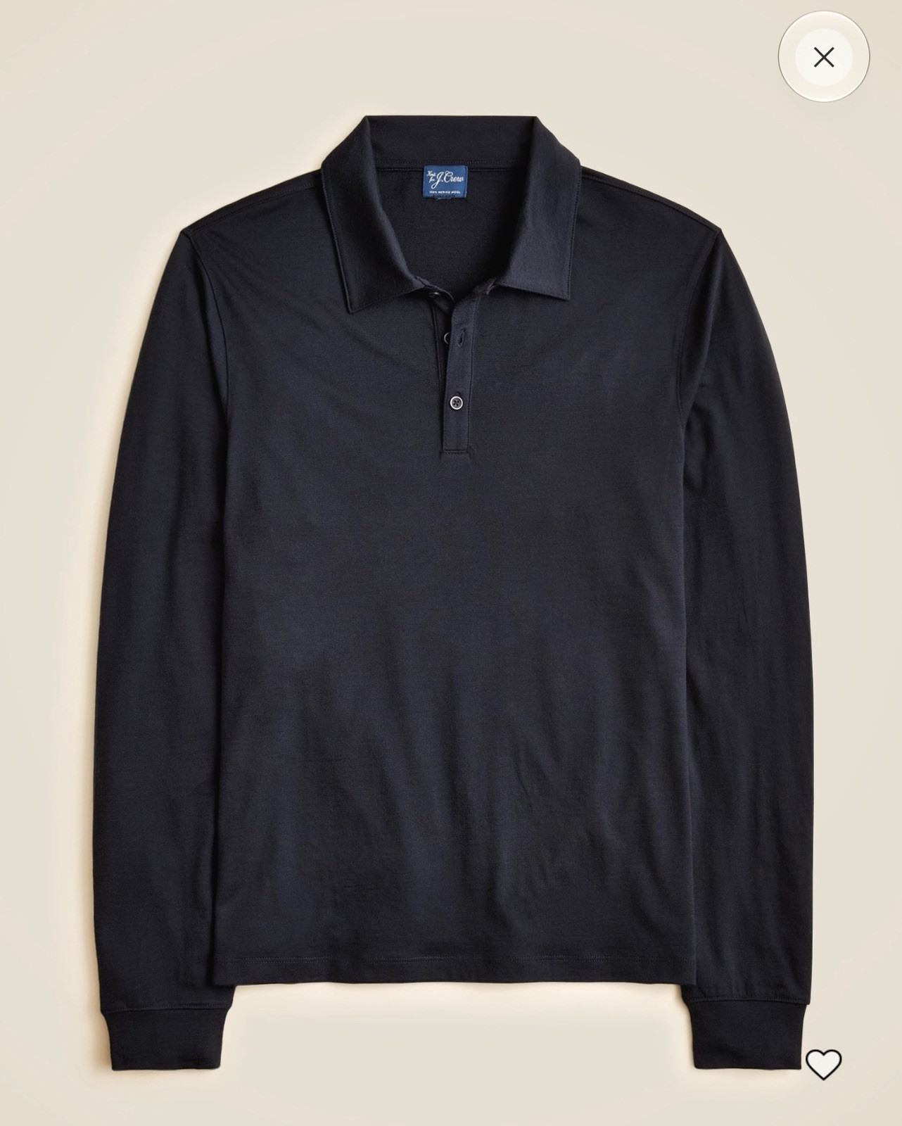 NWT J. Crew Small Long-sleeve Merino Wool Polo Shirt Deepest Navy Blue