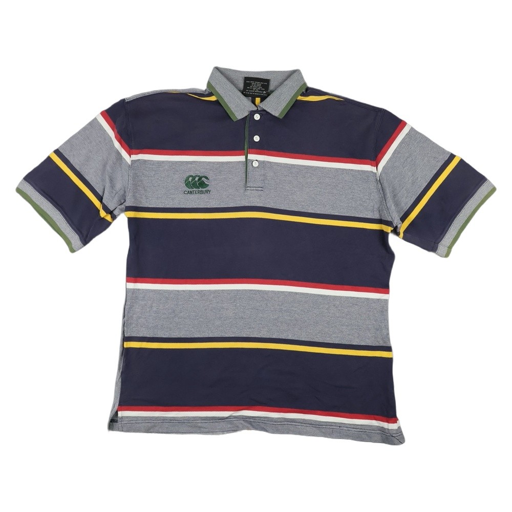 Vintage Canterbury Shirt Mens MEDIUM Grey Striped Rugby Polo Collared Size M