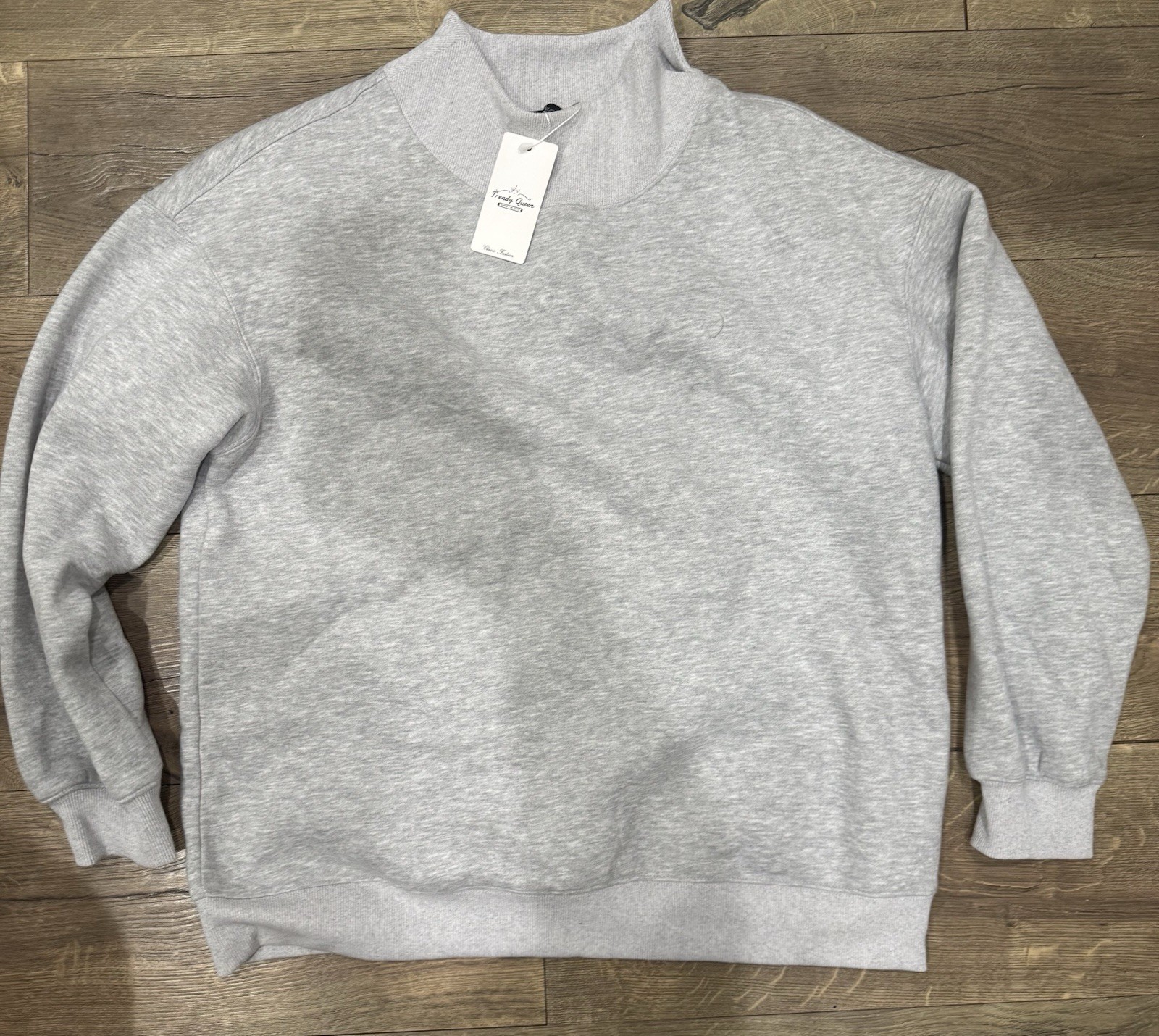 Trendy Queen Sweatshirt Mock Neck Pullover Drop Shoulder Relaxed Women\'s L NWT