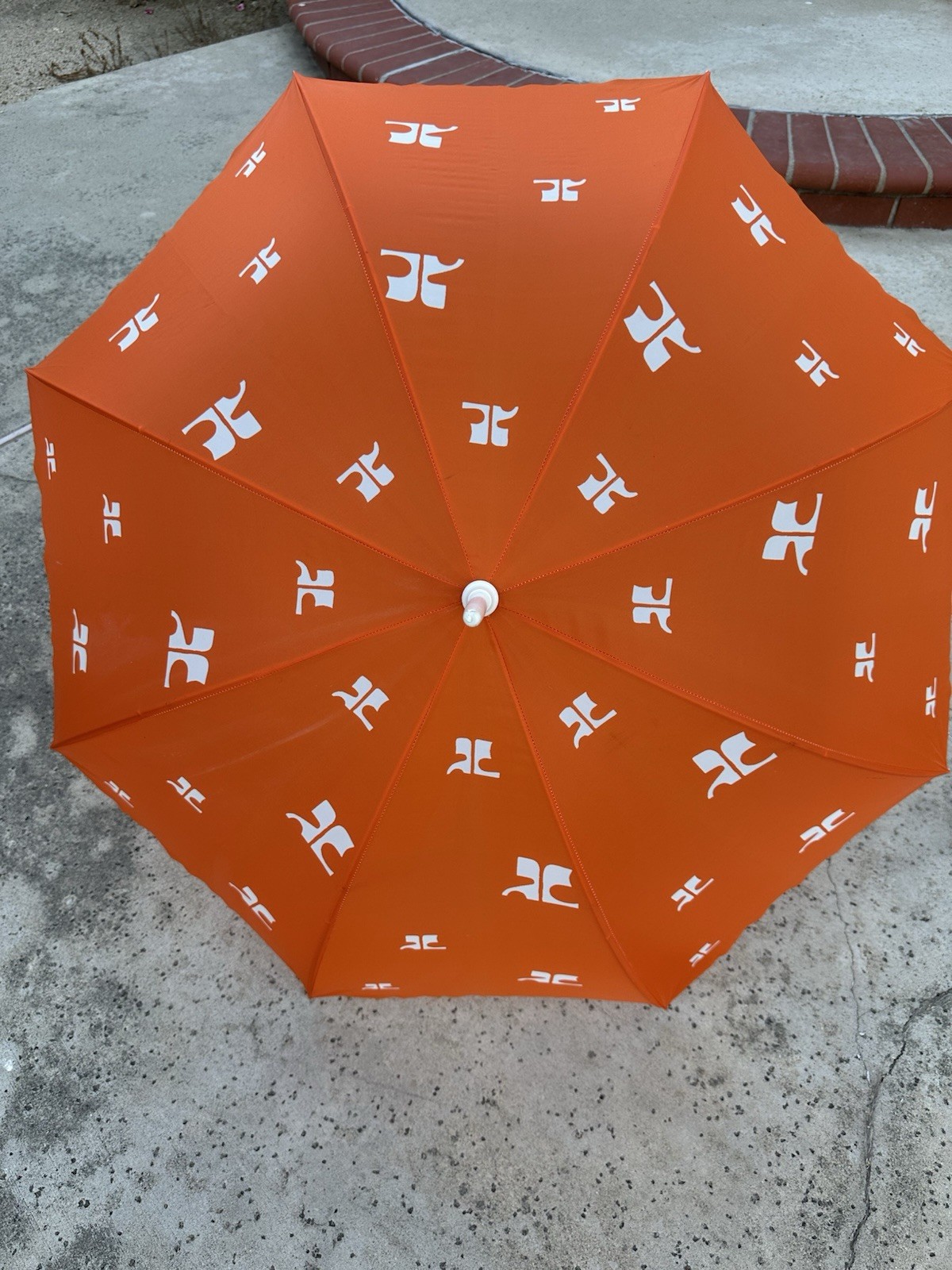 Vintage Courrèges Paris Umbrella Orange Logo Made in France Designer
