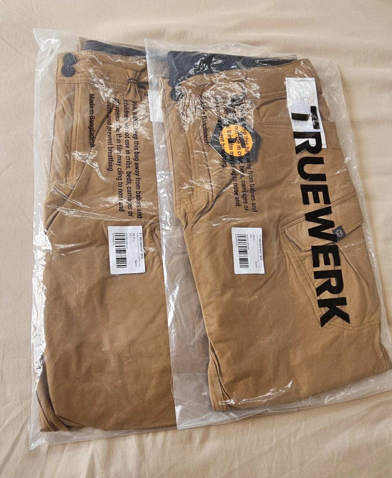 🧡*NWT* 2 Pairs Of Truewerk T1 Werkpant Sand Men\'s Size 38x32 🧡
