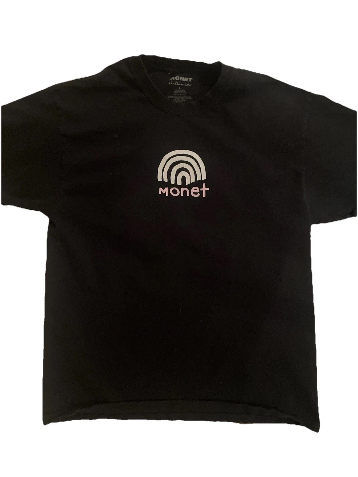 Monet Skateboards Men’s Size L Black Large Back Rain Graphic Cotton t vintage