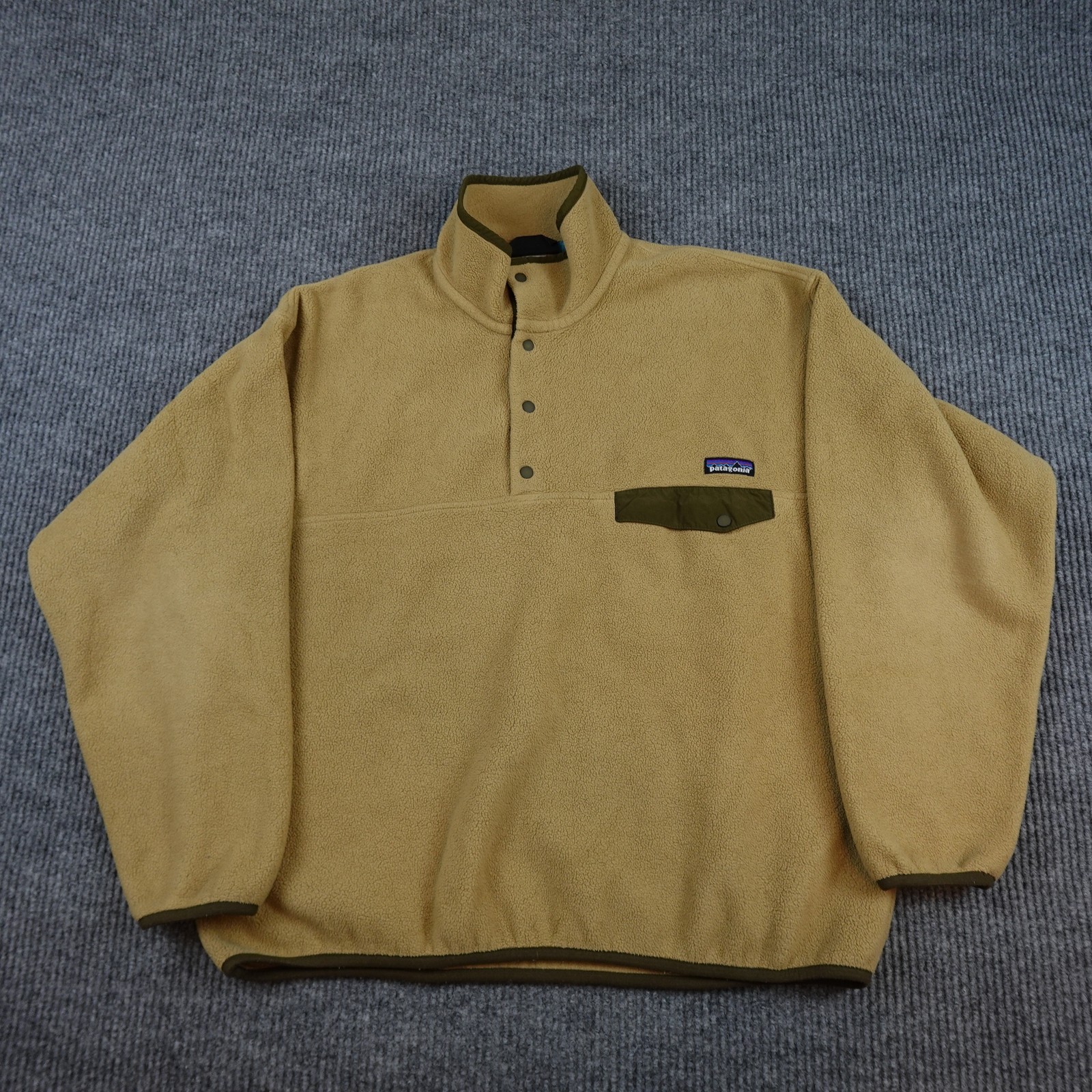 Patagonia Synchilla Snap-T Fleece Pullover Mens Large Tan Brown 25450 FA12
