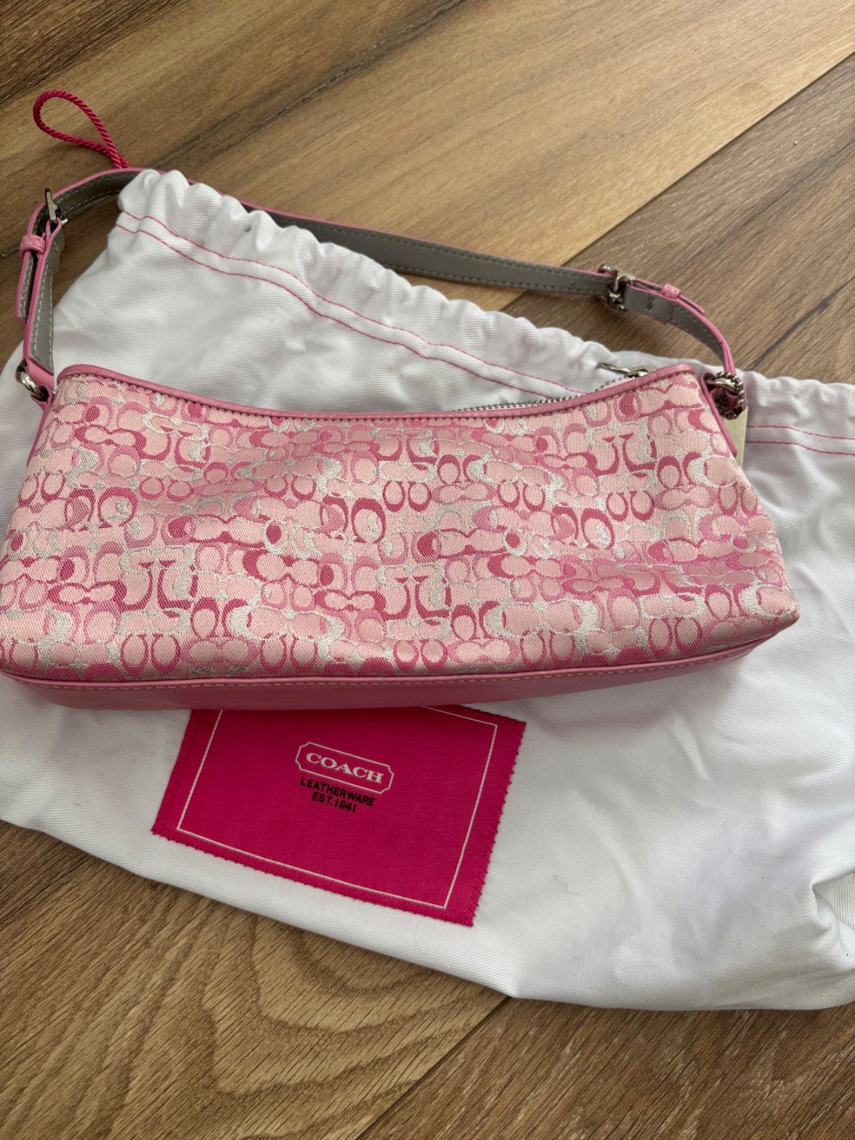 Y2K Vintage Coach Optic Pink and Silver Purse