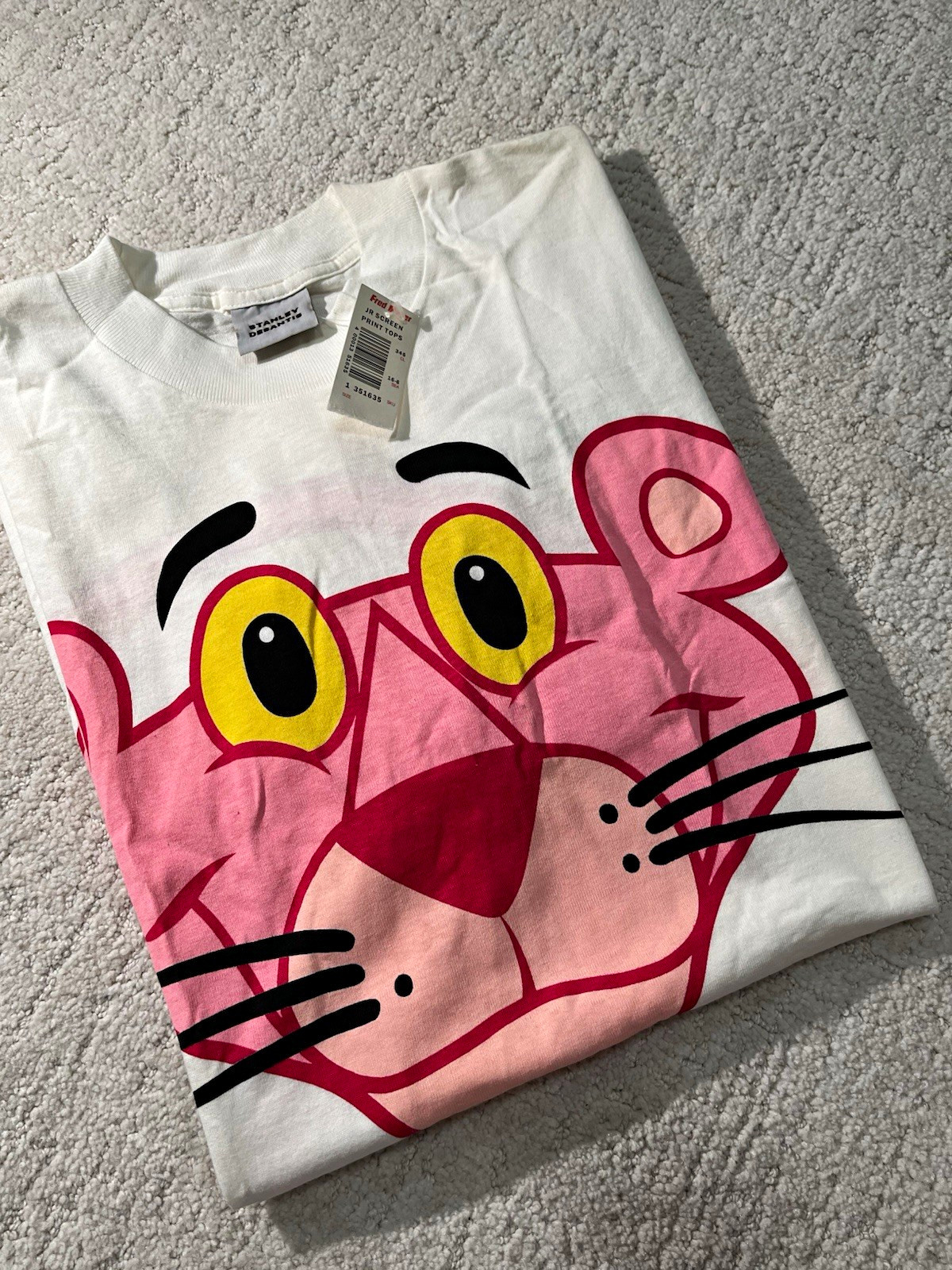 Vintage 1996 Pink Panther Stanley DeSantis Double Sided TShirt  Large  NWT White