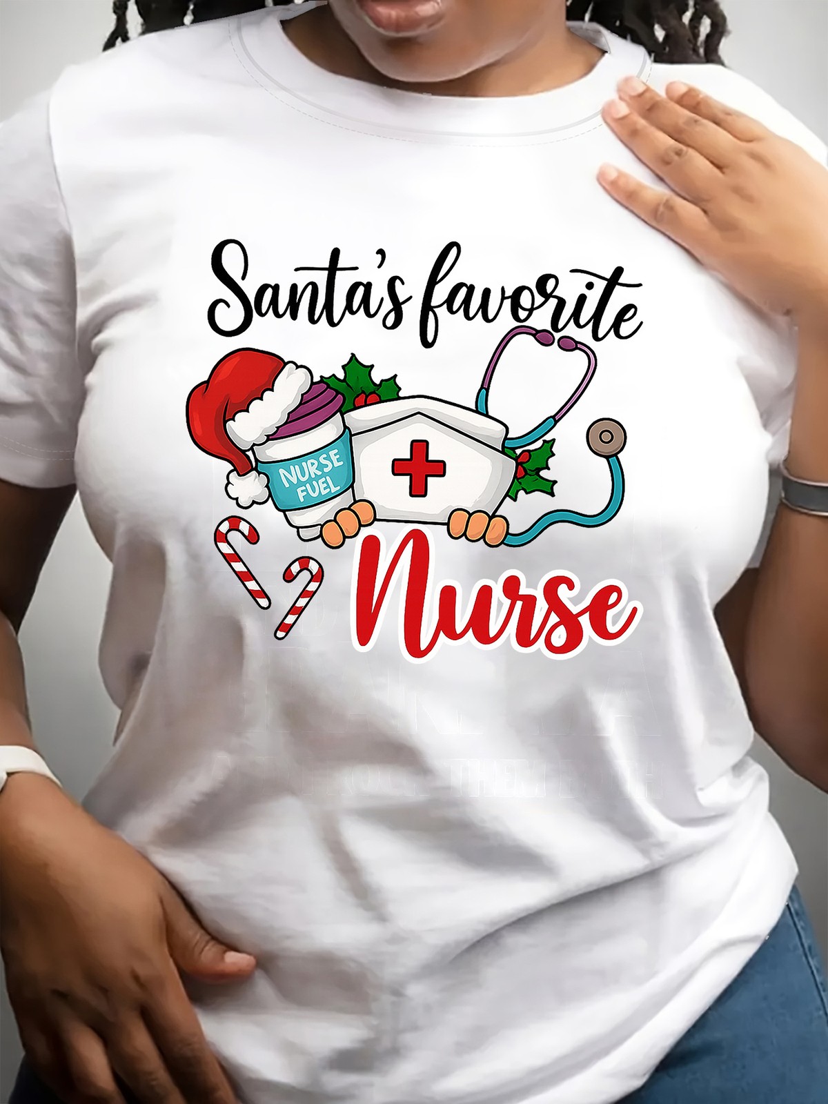 Santa\'s Favorite Nurse T-Shirt, Christmas Nurse Fuel Graphic Tee
