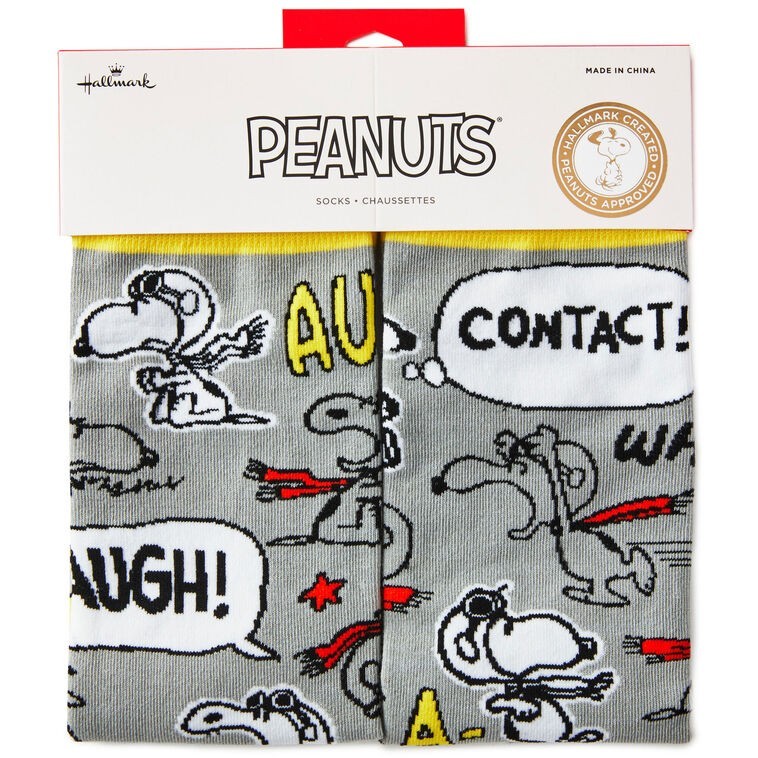 Hallmark Peanuts Snoopy Socks One Size Gray Comic Strip Graphic Novelty Gift NEW