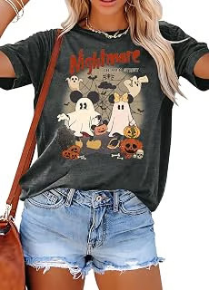 Halloween Shirts for Women: Halloween Cute Ghost Shirts Fall Pumpkin Tee