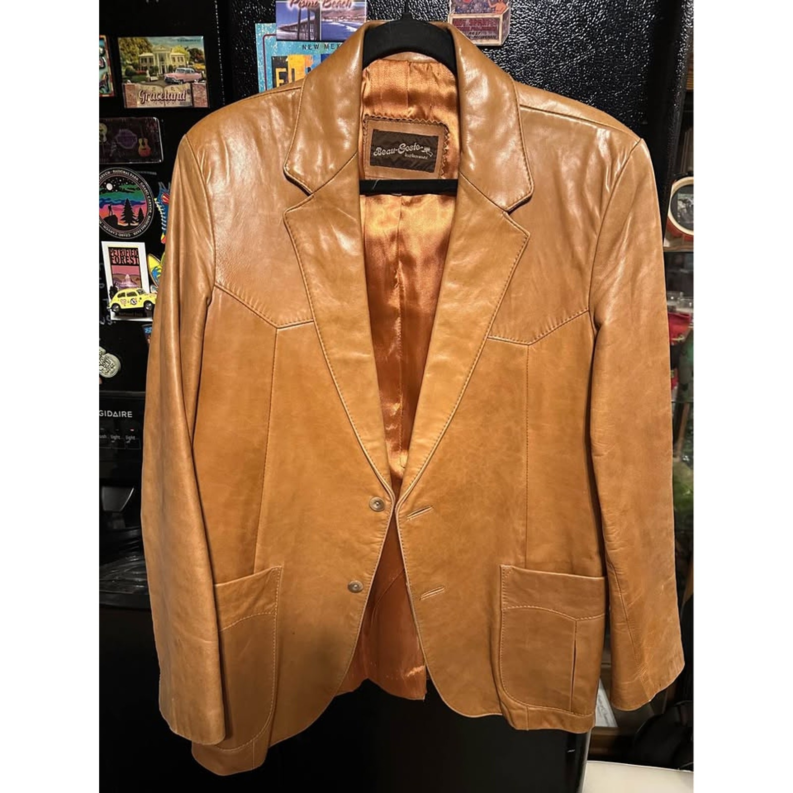 Vintage 70s Beau Geste Leather Western Blazer Jacket - Size 40
