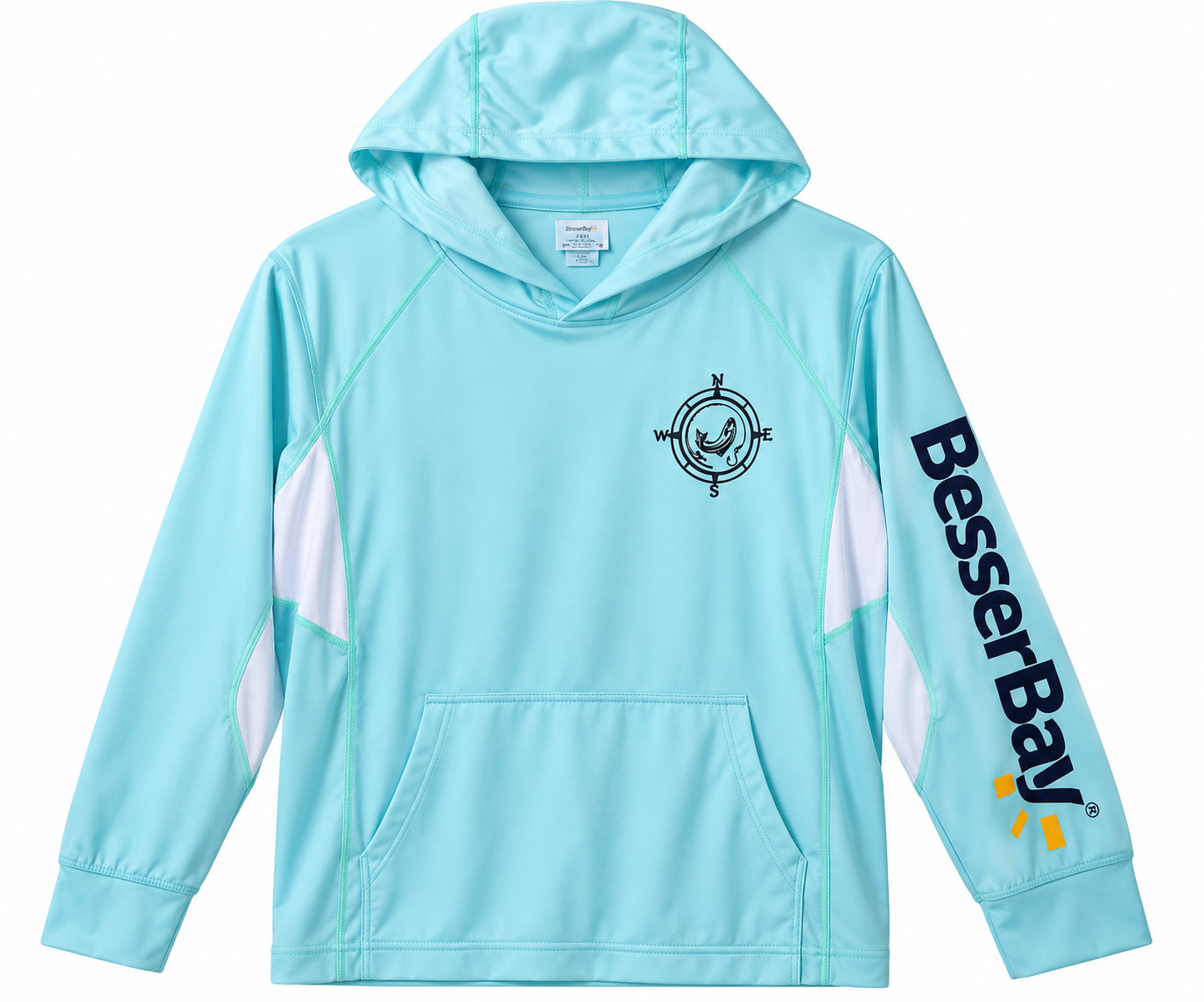 BesserBay Boys Kids Fishing Shirt Hooded Rash Guard UPF 50+ XXXL 170 Blue Hoodie