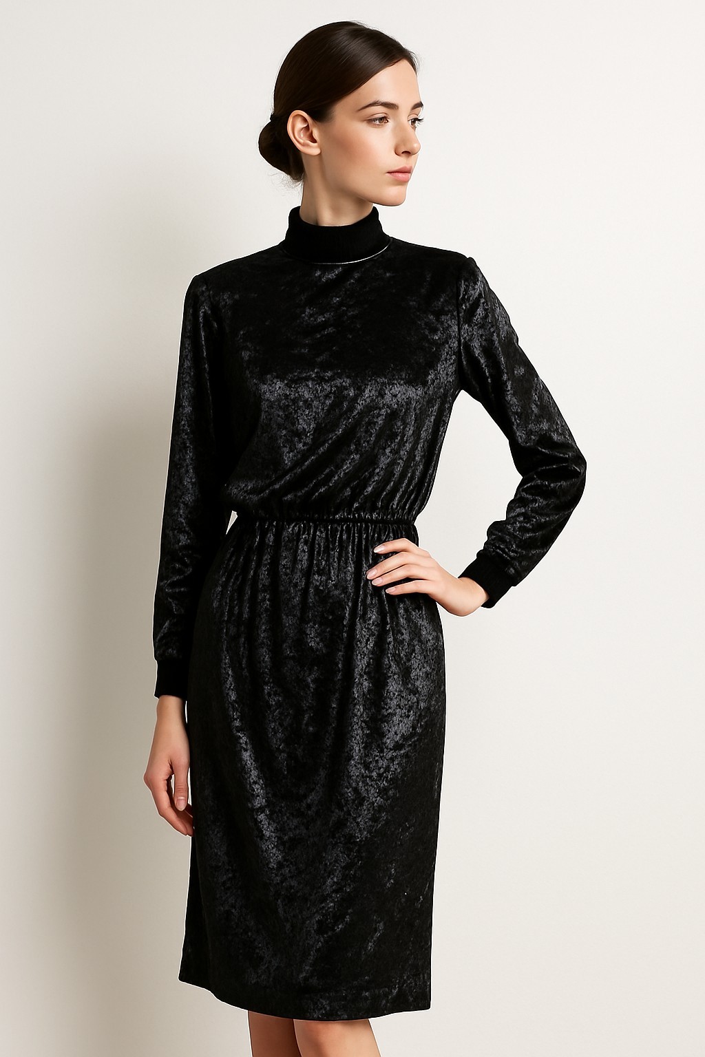 VINTAGE Jean-Louis Scherrer Stunning Black Glitter Gown, Made in France 472434