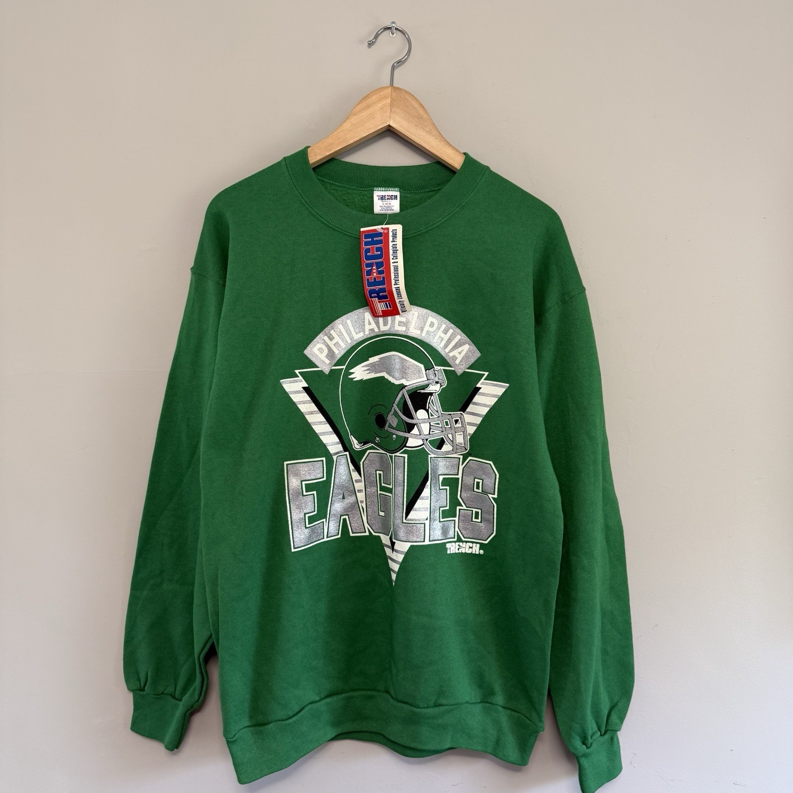 Vintage Philadelphia Eagles Kelly Green Crewneck Sweatshirt NWT Men Large