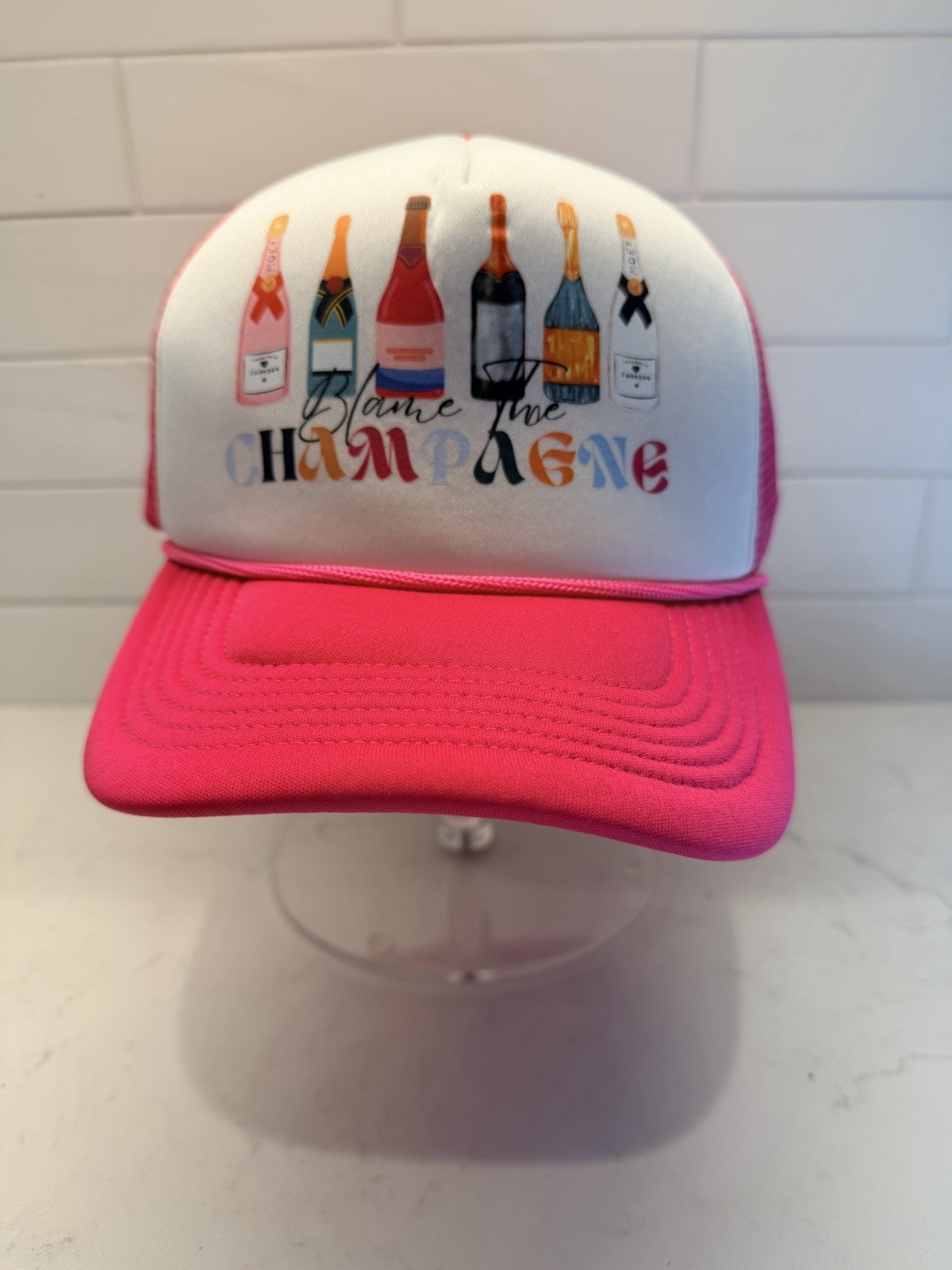 SHESHOW blame the champagne trucker hat