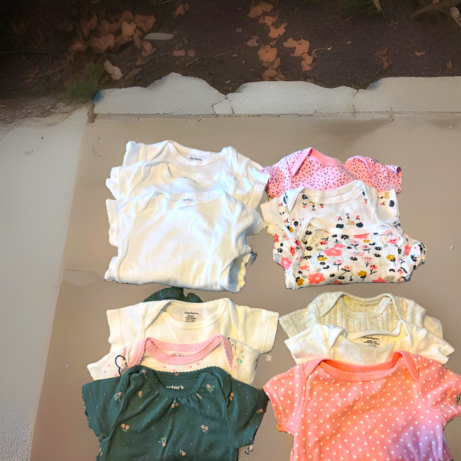 Carter\'s Baby Girl Newborn Cotton Bodysuits Lot Multicolor Floral Polka Dot