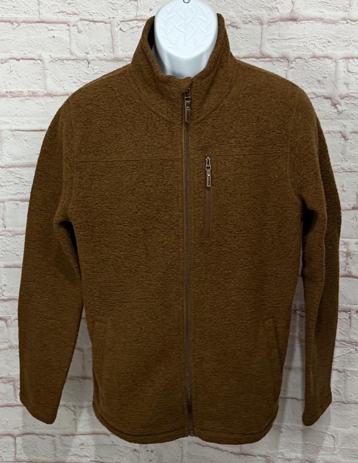Smartwool Hudson Trail Fleece Jacket Mens M Brown Wool Blend Full Zip SW016321