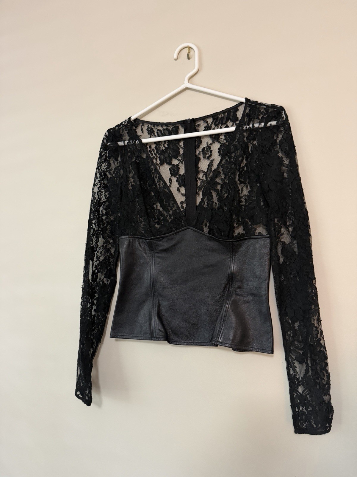 Archival vintage D&G Dolce & Gabbana leather and lace corset top