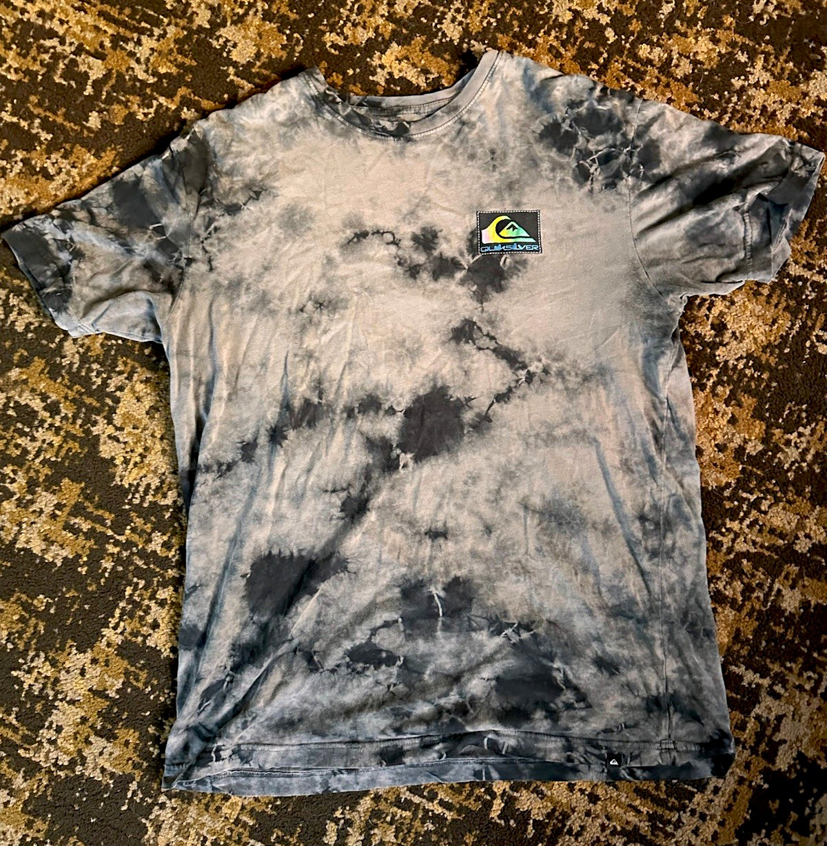 Quiksilver Men’s L Tie-Dye Logo Graphic Crew Neck Short Sleeve T-Shirt