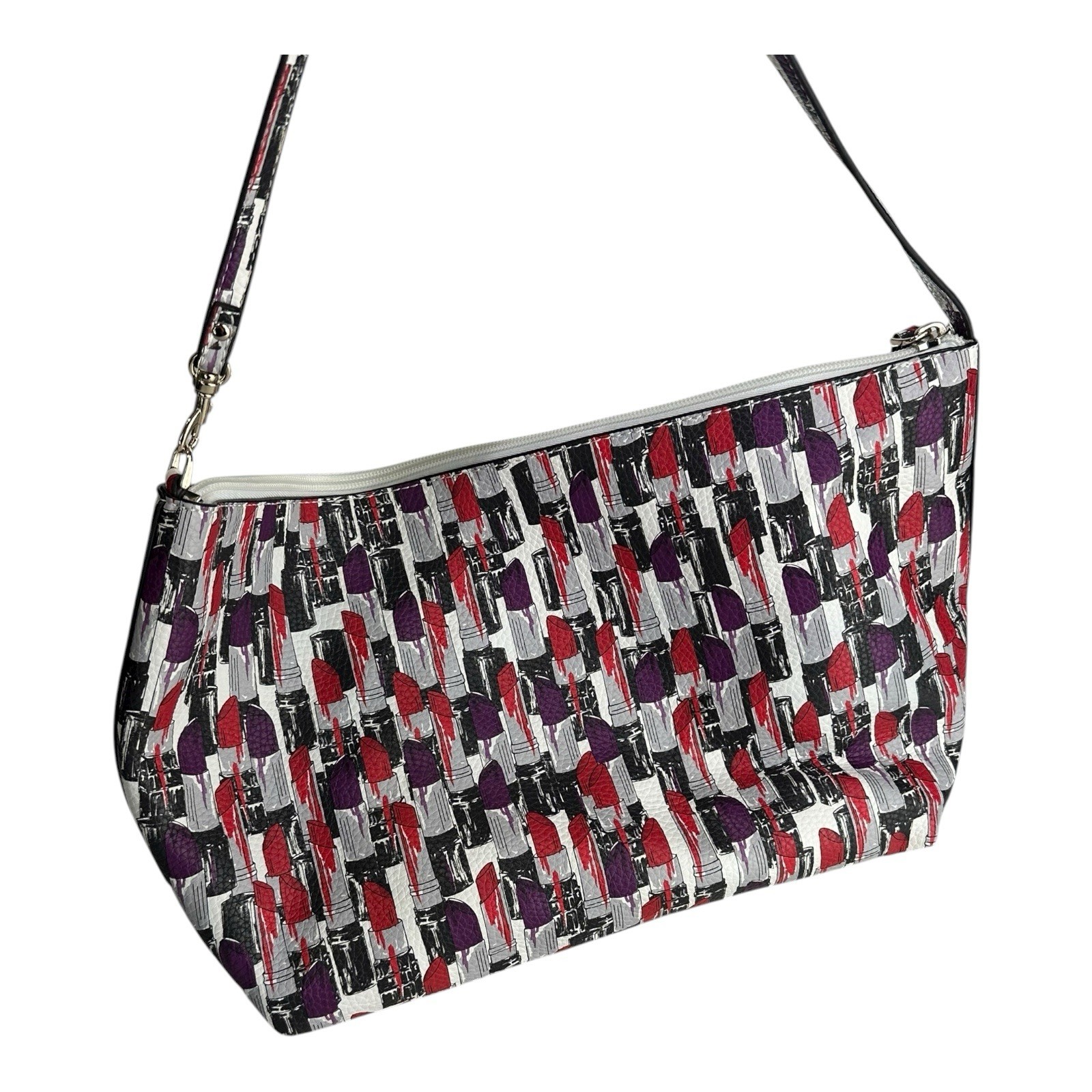 Vintage Guess Bobbi Tote Bag Lipstick Print Red Purple 90s Y2K Purse