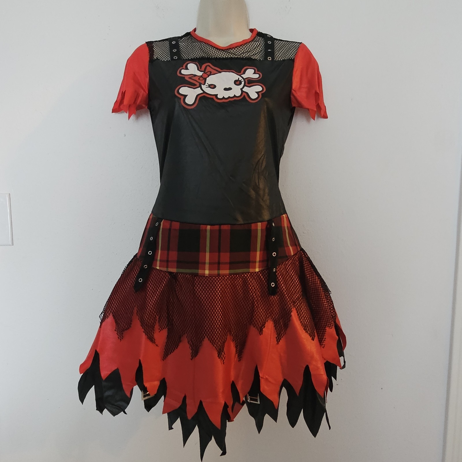 Y2k Halloween Monster High Style Dress Costume Goth Black/Red Horns Sz M Juniors