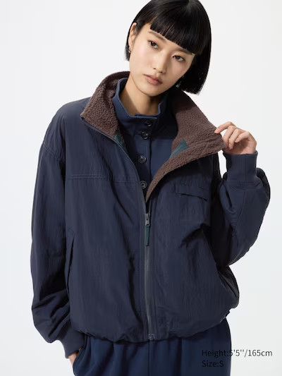Uniqlo women's Fleece Lined Stand Blouson Navy