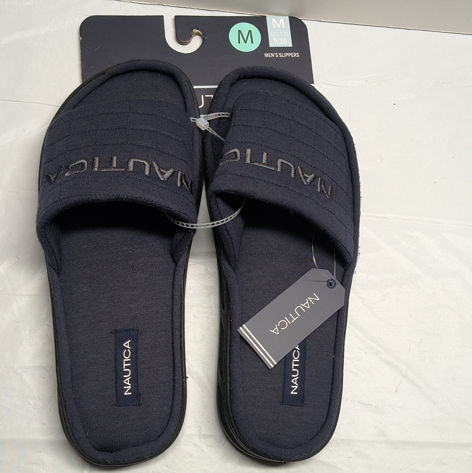 Nautica Men’s Navy Slide Slippers Open Toe Slip-On Slip Resistant US 9.5 M