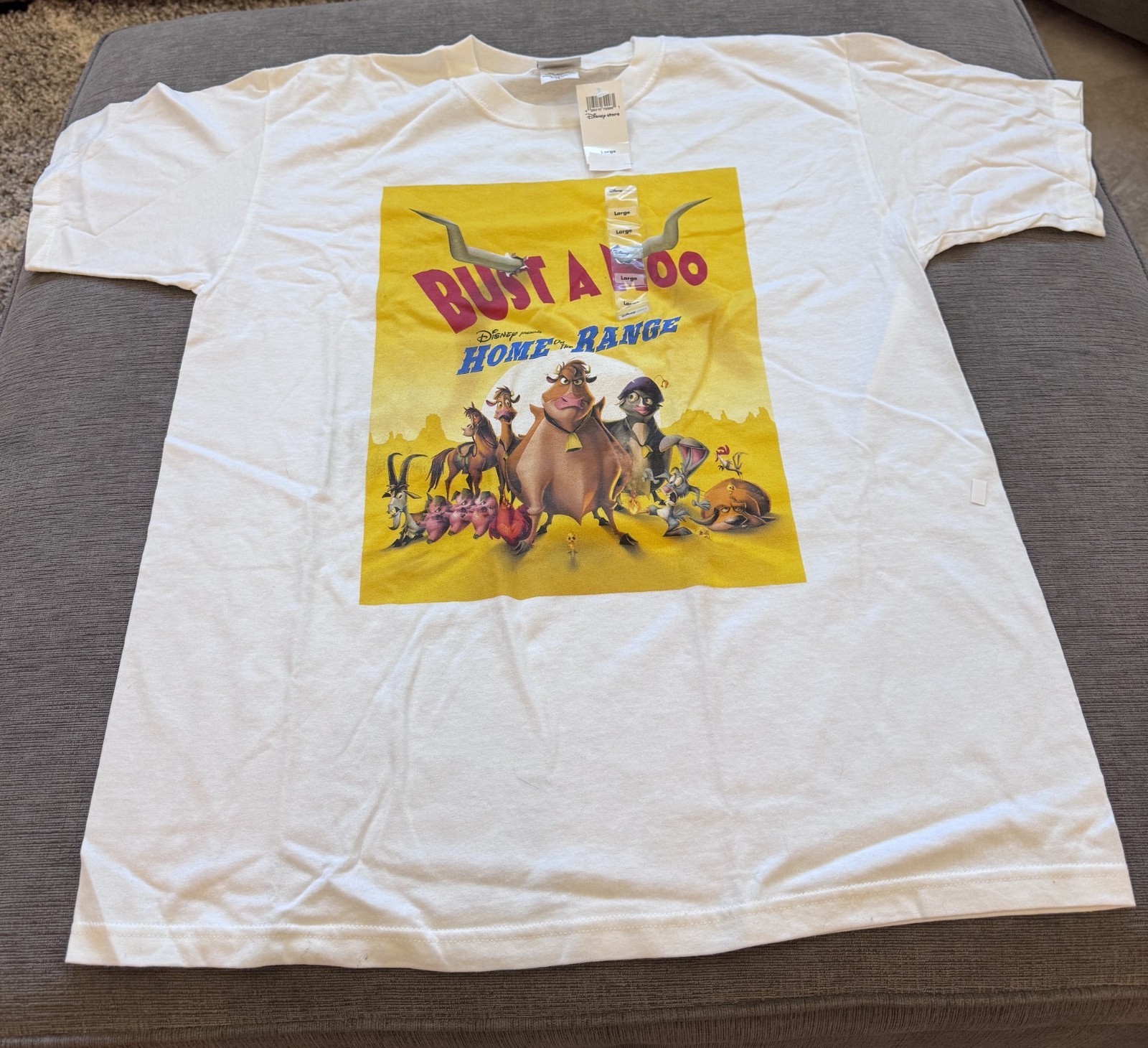 Vintage Disney Store Home on the Range Mens L  T-Shirt  Bust a Moo 2004 NEW