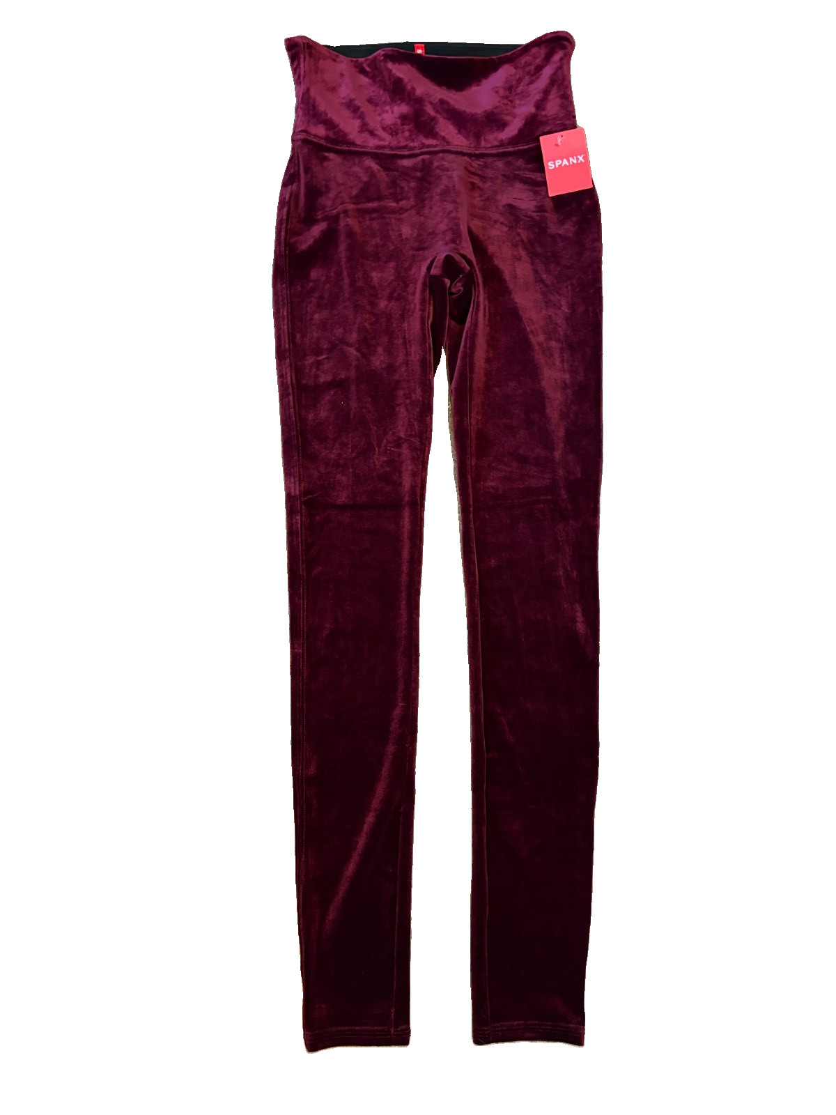 NEW SPANX Shape High Rise Shaping Ankle Leggings Velvet Burgundy Maroon Womens S