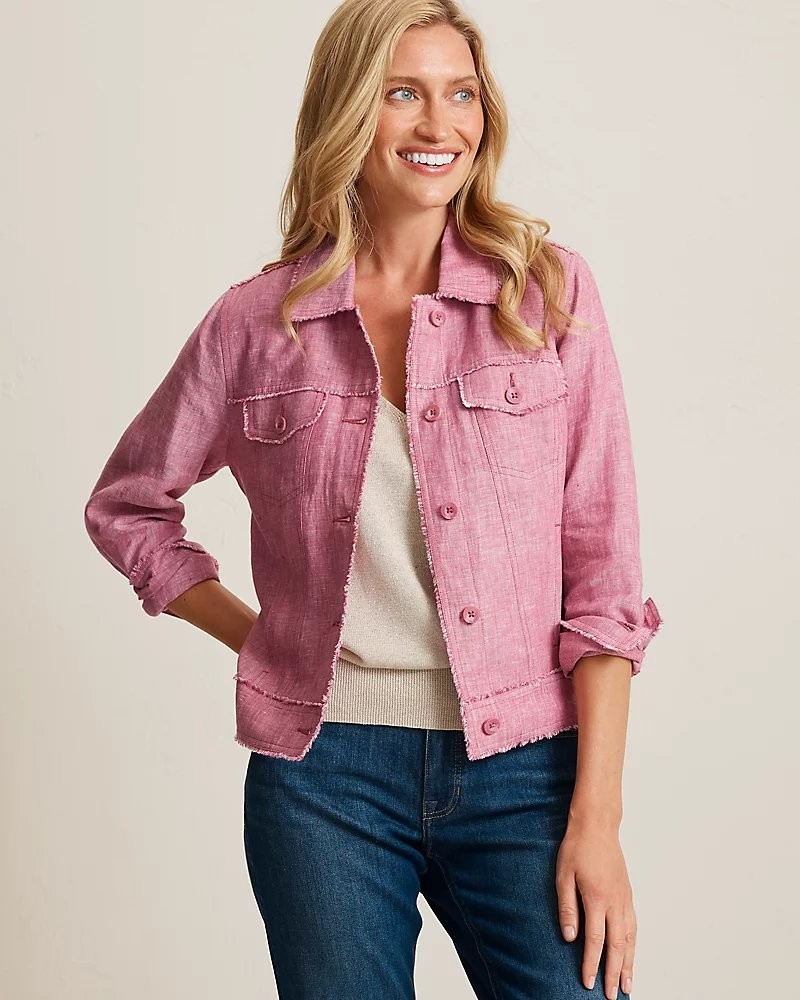 Tommy Bahama Two Palms Linen Raw-Edge Jacket