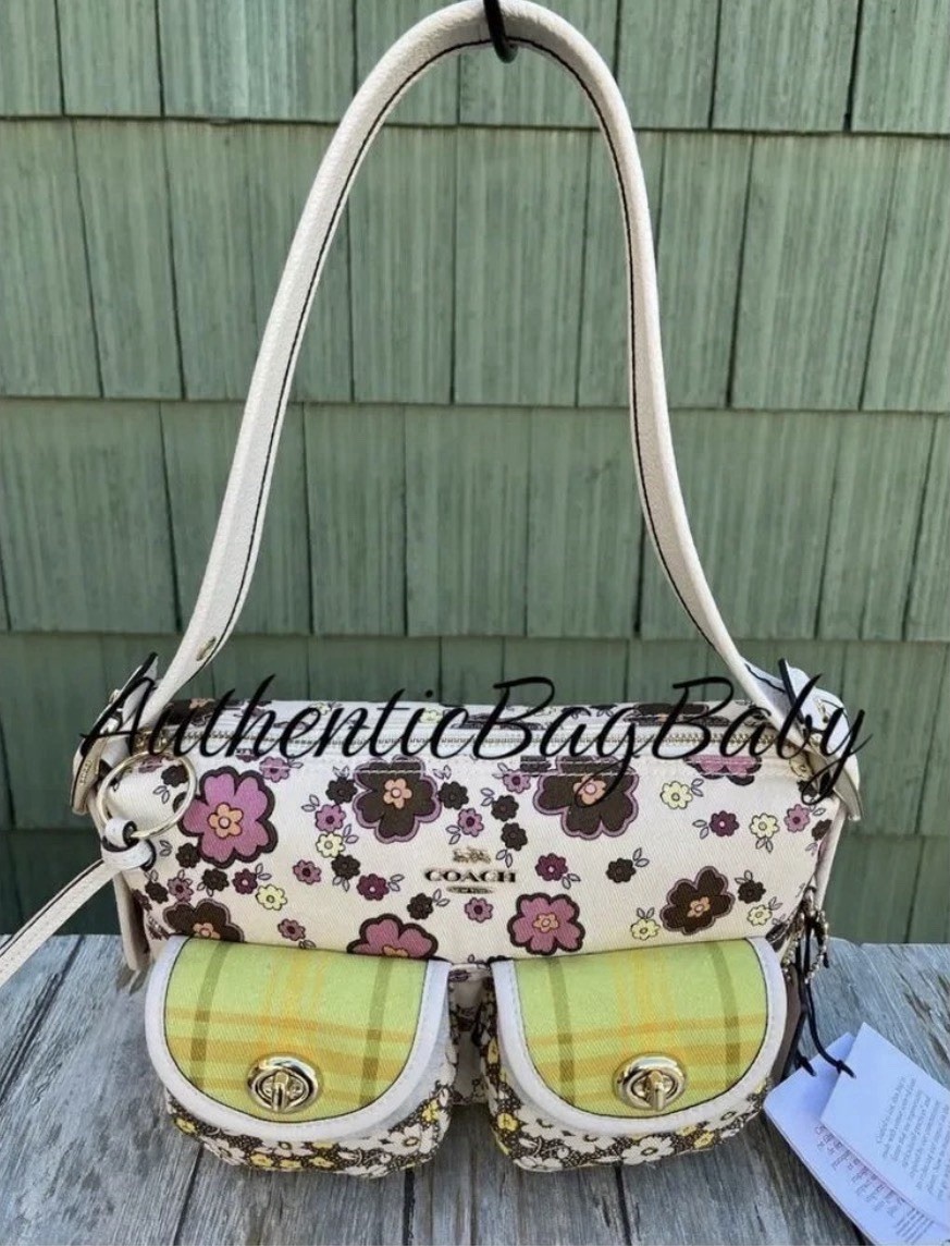 Coach Cargo Shoulder Bag With Floral Print Purse