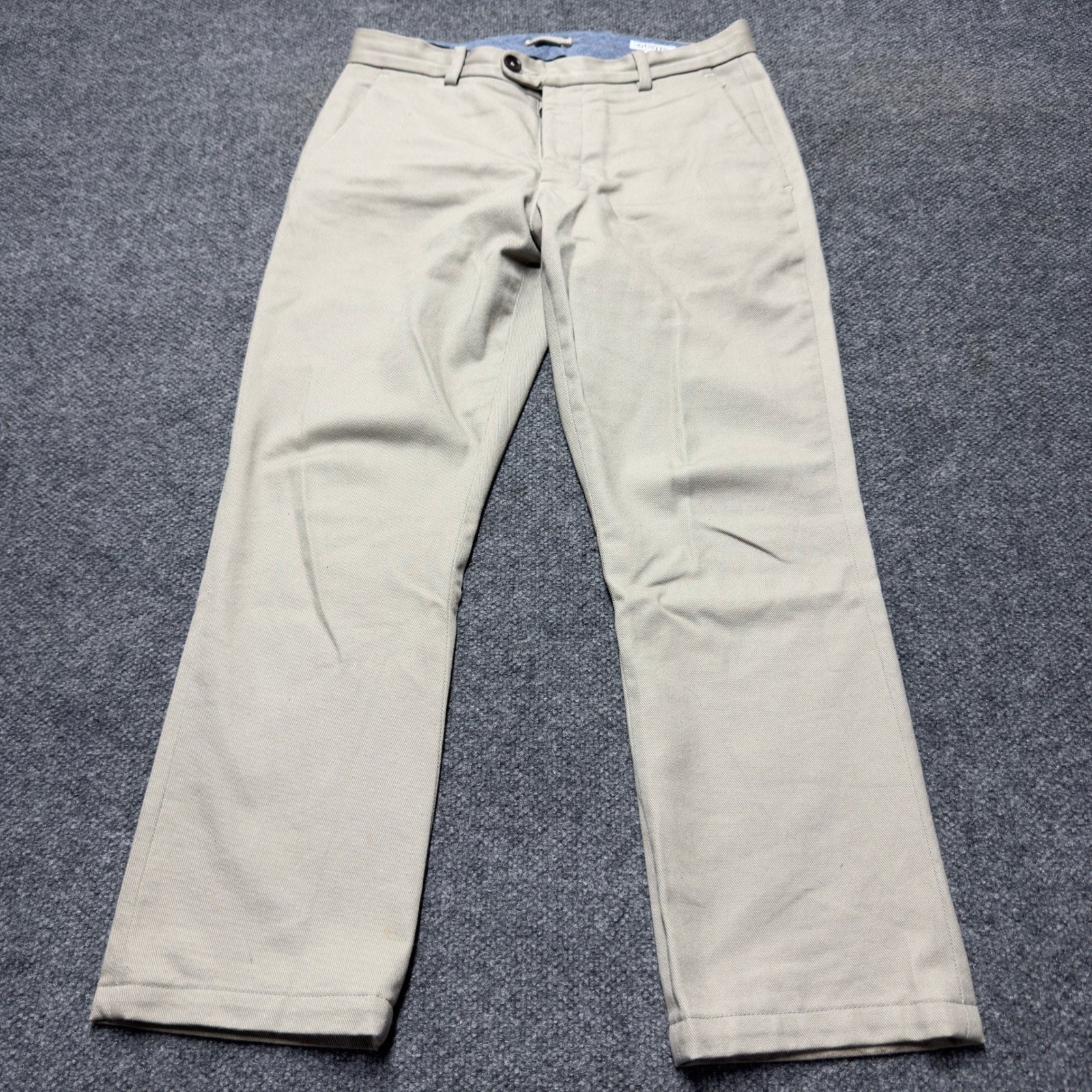 Gustin California Straight Chinos Men 33x28 Khaki Tan Cotton Twill Button Fly