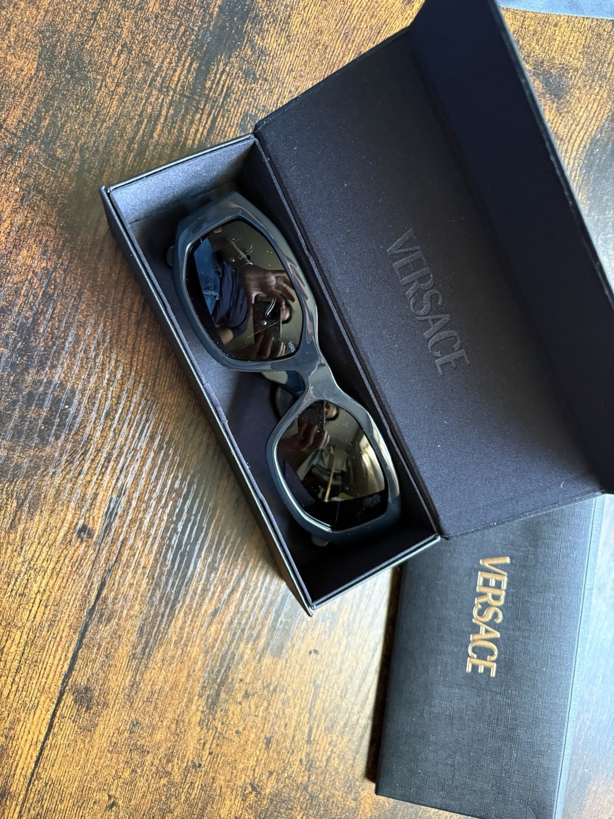 Versace Medusa Biggie VE4361 Black Gold 90s Sunglasses Unisex NWOT Box Case