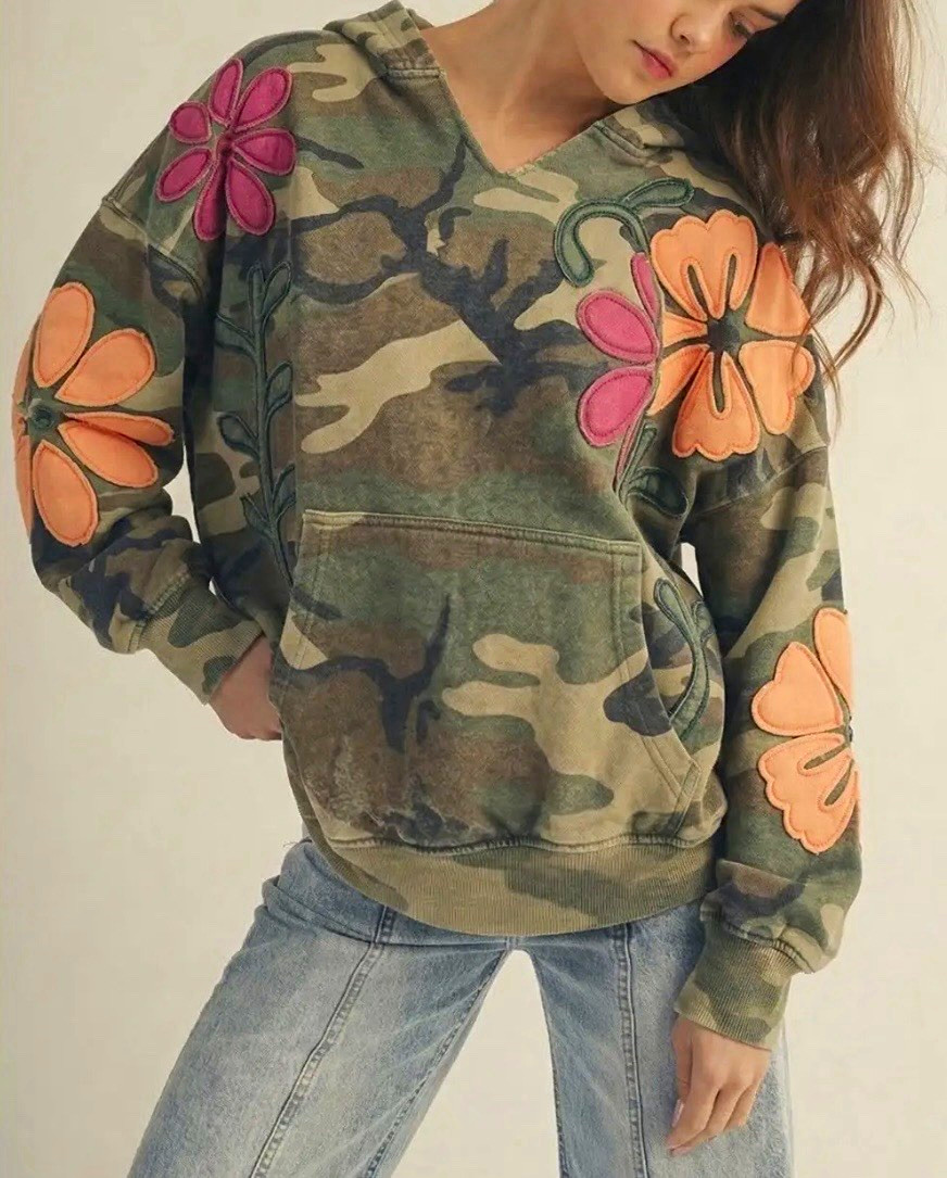 Women’s camo and floral hoodie, viral tik tok hoodie