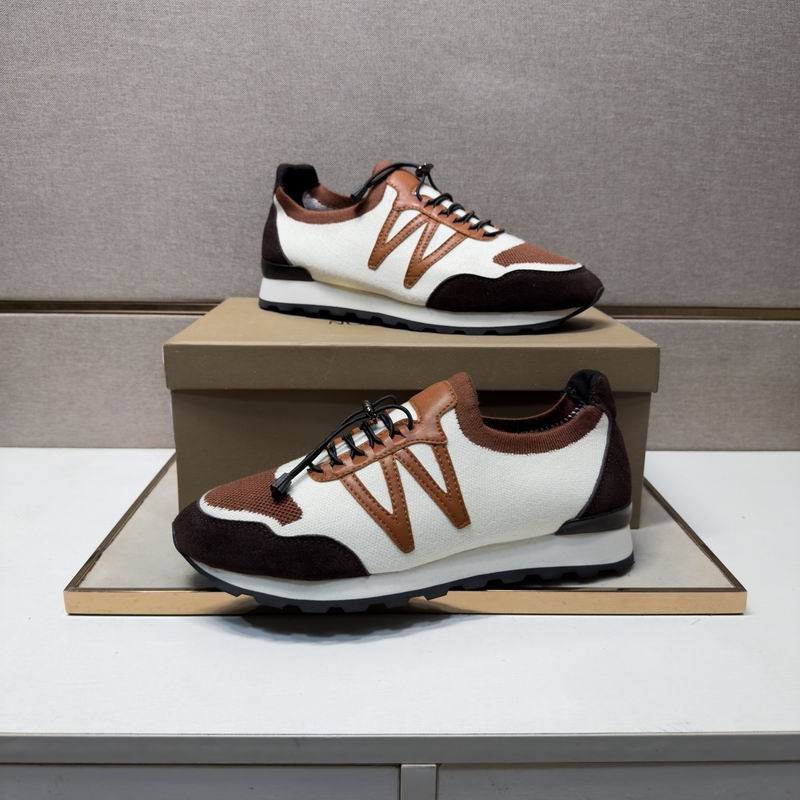 J.M. WESTON Sneaker, On My Way Knit Slip On Low Top, White/Brown, 6-11 US Size