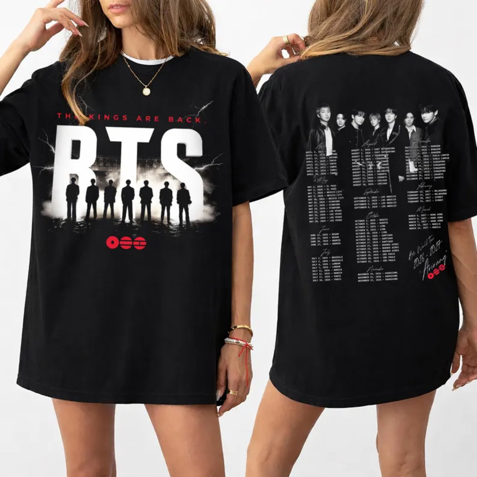 BTS World Tour 2026 2027 Bangtan ARMY K-Pop Concert Black T-Shirt