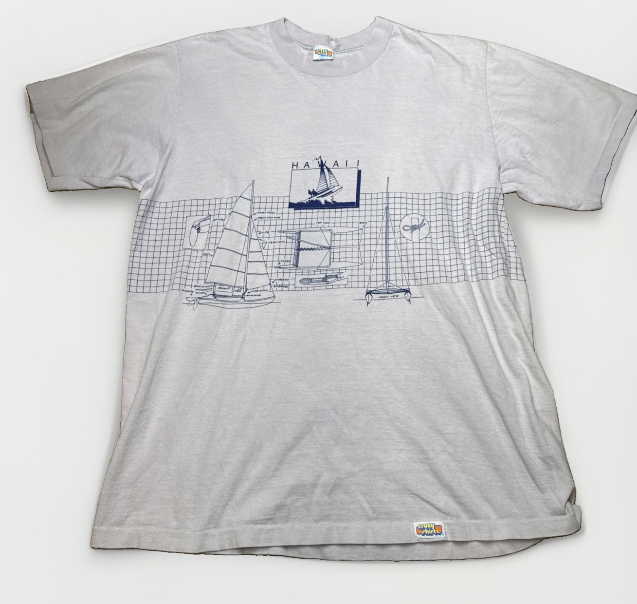 Vintage Crazy Shirts Hawaii Single Stitch T shirt size large Gray
