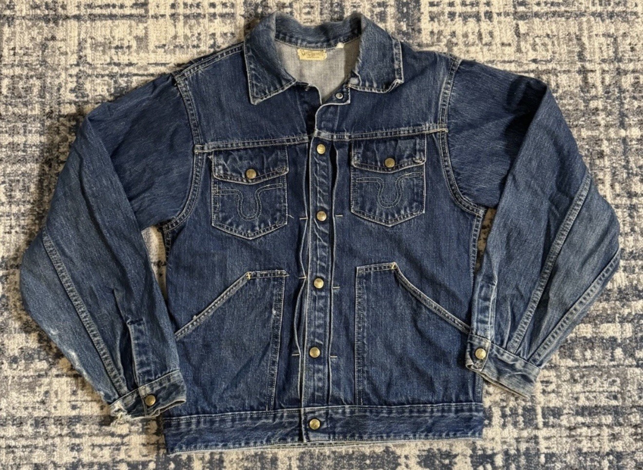 Vintage 50s Buckaroo by Big Smith Denim Jean Trucker Jacket Sz 40 Made in USA
