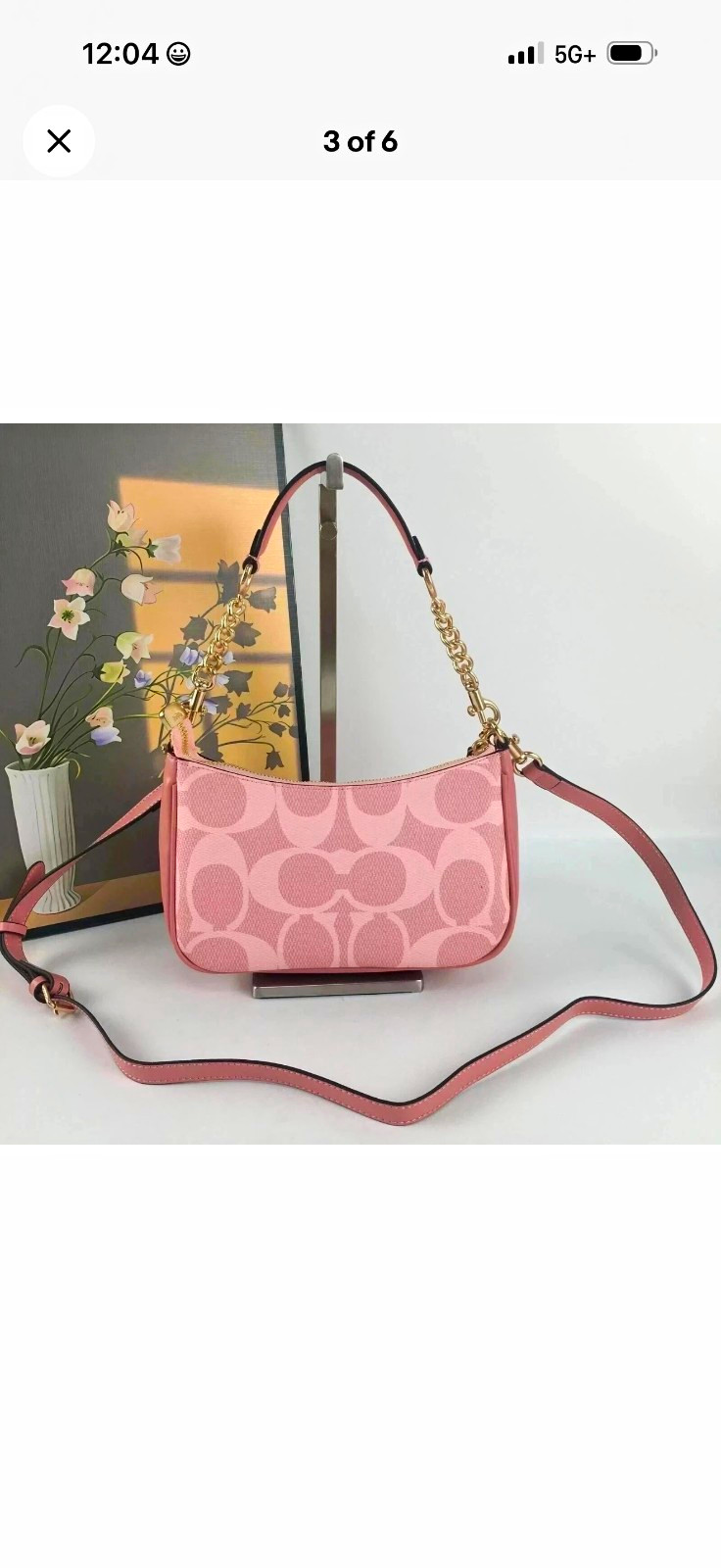 NWT Coach CV933 Teri Shoulder Bag In Signature Gold/Walnut/Pink